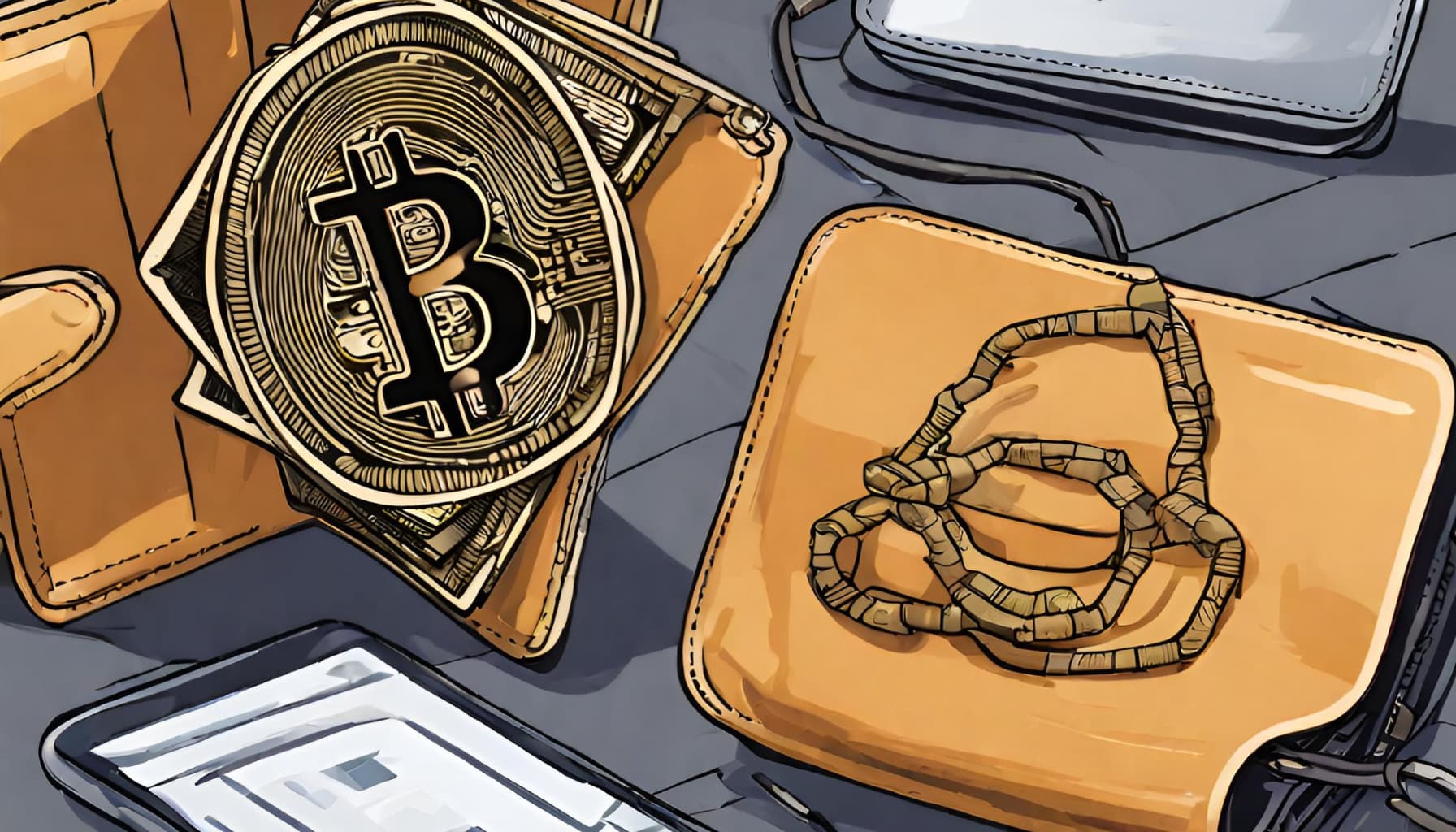 Bucket Technologies image showing animated hand holding wallet with crypto symbol on it